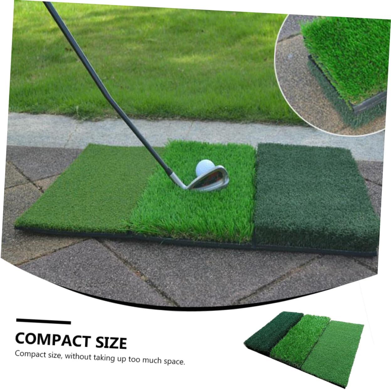 Mikikit 1pc Golf Hitting Mat for Practice Combined and Short Grass Pad Realistic Swing Training Aid Portable Design for Beginners