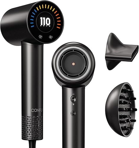 CONFU - Secador de pelo iónico negativo, 110000 RPM, secador de pelo con motor de alta velocidad para secado rápido, secador de pelo con control