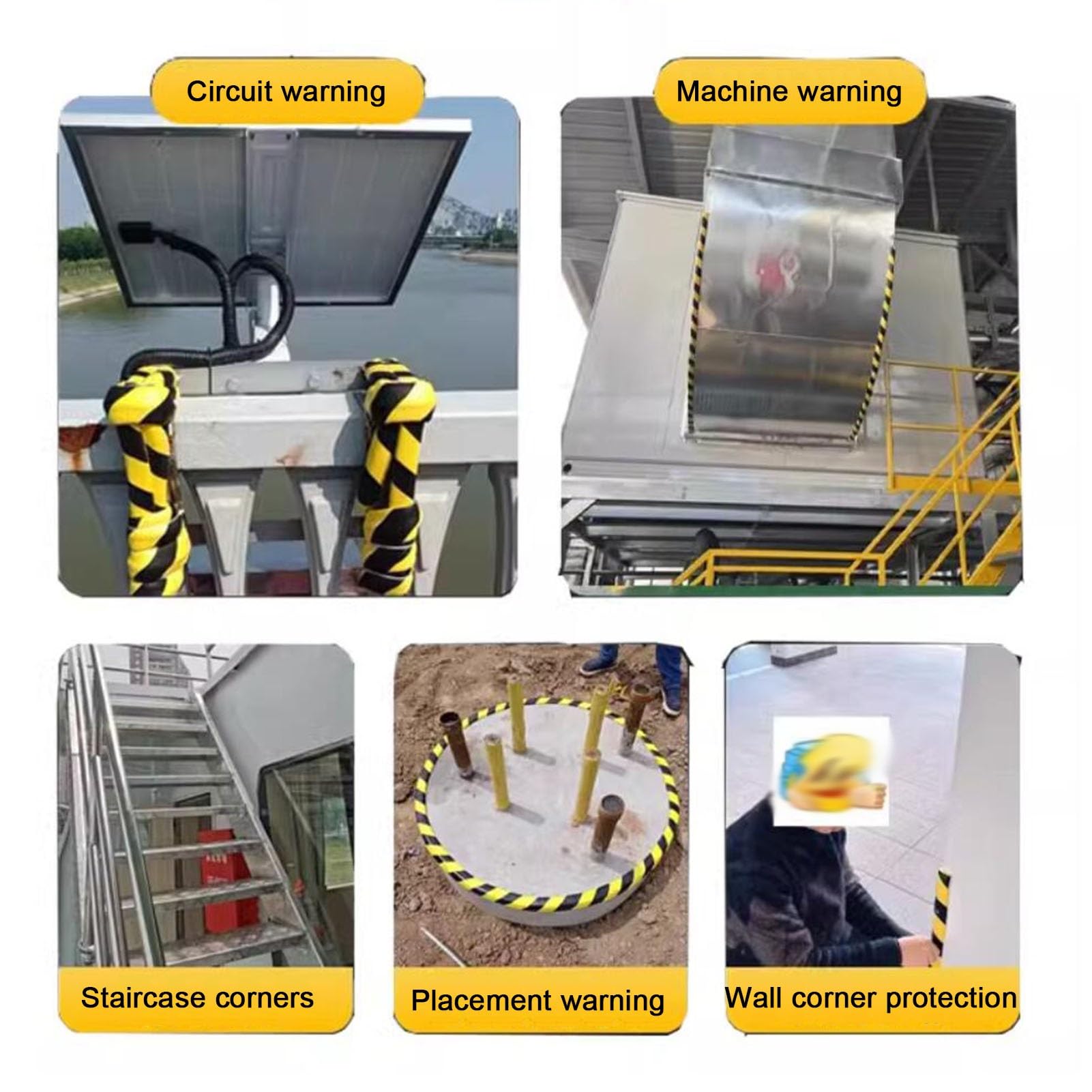 XPLKQXE Protezione Bordi Schiuma di Gomma, 5 M di Lunghezza, Nero E Giallo Autoadesiva Protezioni Pareti, Imbottitura Spigoli Sicurezza Spigoli Vivi Officine(4pcs)
