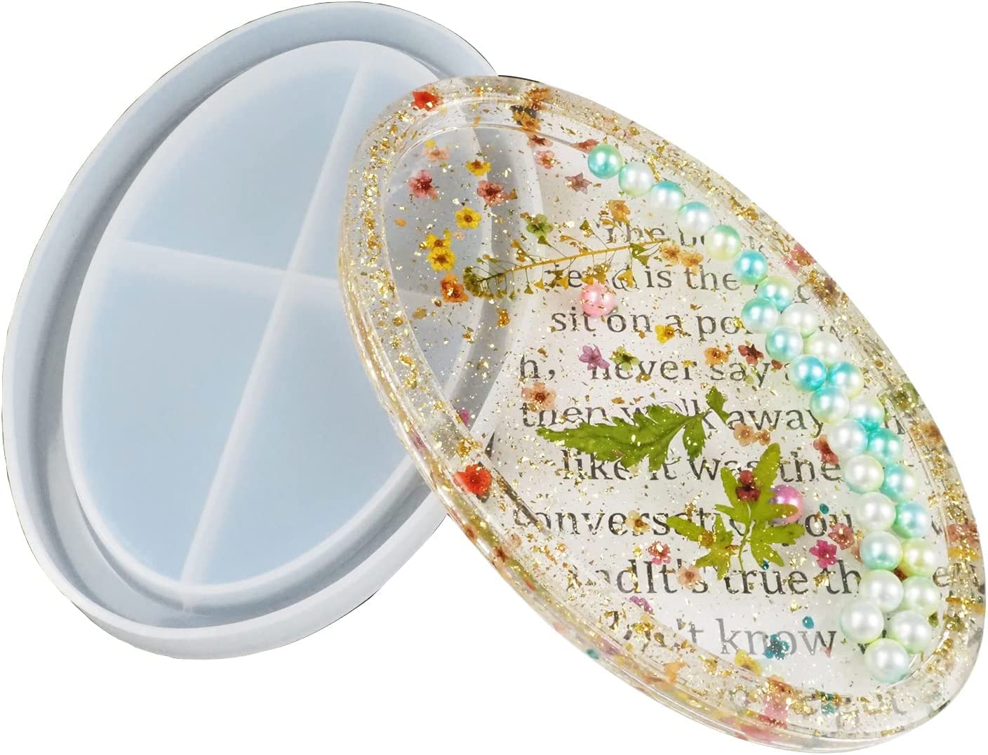 EnaMeena 1 Pack Silicone molds for Creating a 12-inch Oval Trinket Border Tray, Perfect for epoxy Resin Casting. Ideal for Home Decor, Dining Areas, DIY Projects, Gifting, and Art Crafts.