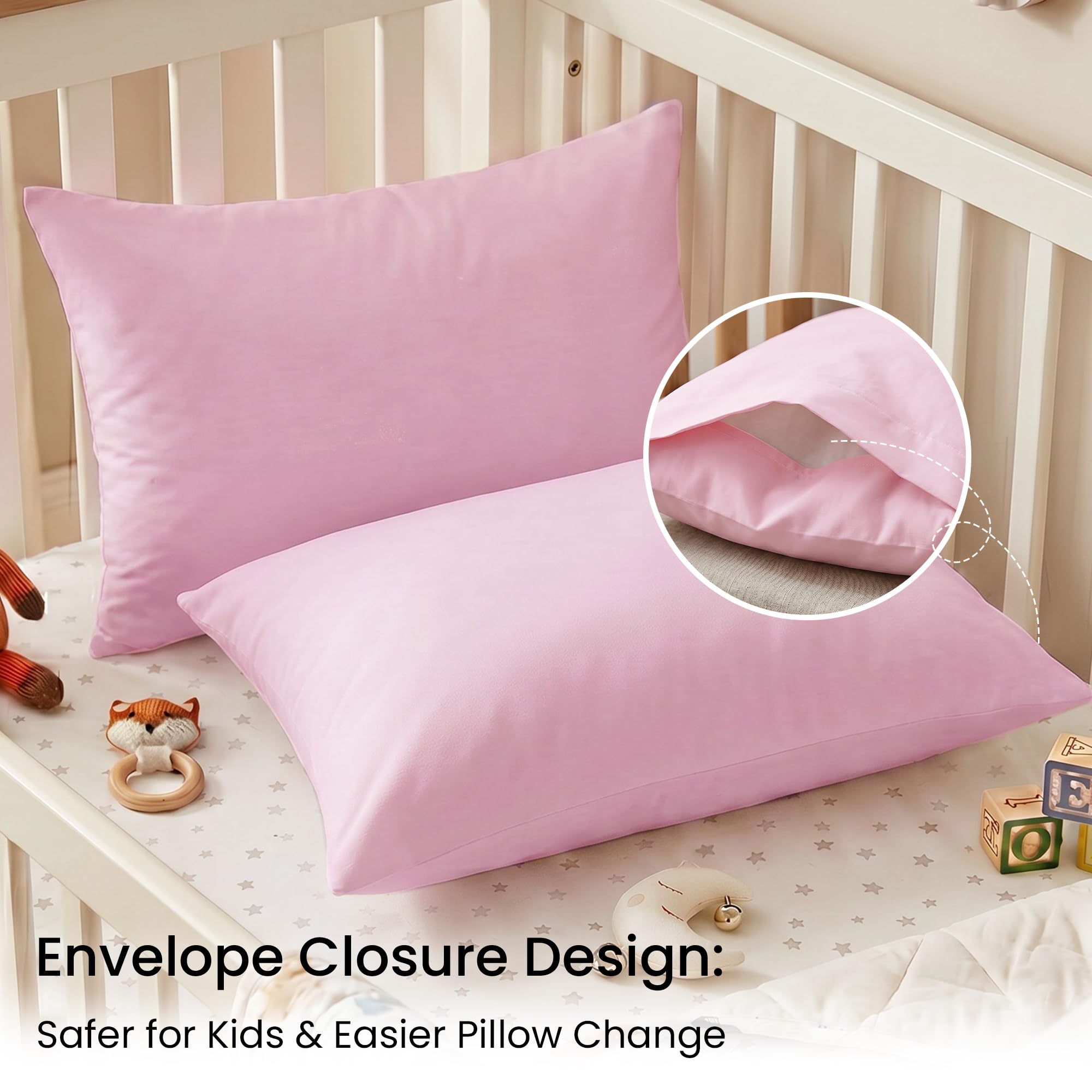 EXQ Home Juego de 2 fundas de almohada de viaje para niños pequeños de 14 x 20 pulgadas, fundas de almohada pequeñas para almohadas de bebé de 12 x 16, 13 x 18 pulgadas, 2 fundas de almohada para