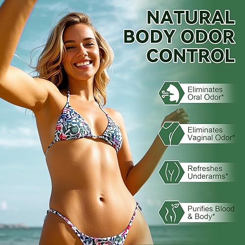 Miniatura 4 de Suplemento desodorizante corporal de clorofila con 10 mil millones de UFC probióticos, vitamina C y E, perejil, menta, té verde, prebióticos,