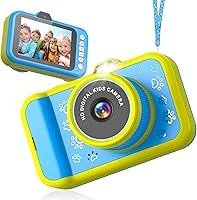 Usteetic Kids Camera 48MP 1080P HD Dual Lens with 3.5" Big Screen, 10X Zoom, Selfie Video, 32GB Card - Gift for Boys Girls 3-12 (Blue)
