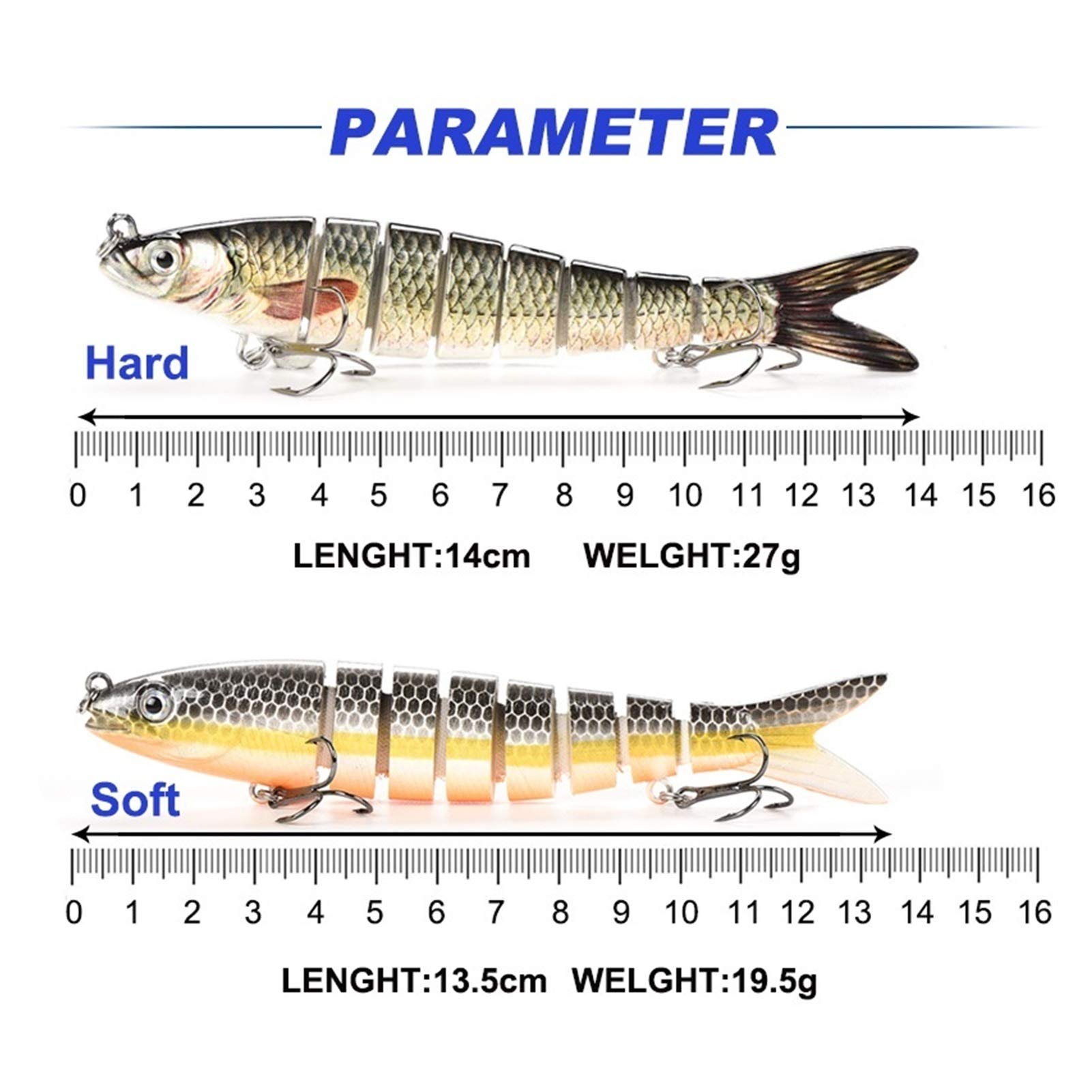 Przynęta wędkarska 13cm 19,5g 8-segmentowa sztuczna przynęta na szczupaka Przynęty wędkarskie Swimbait Crankbait Twarda przynęta Akcesoria wędkarskie