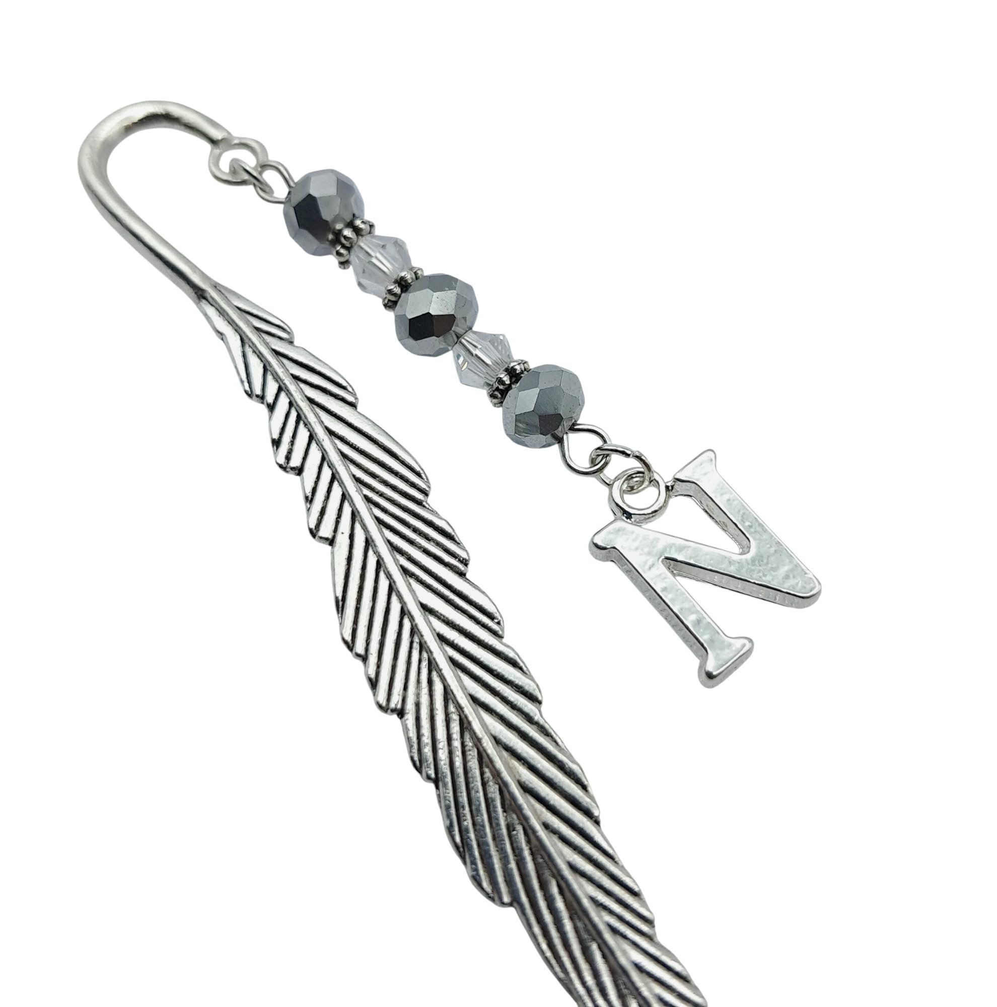 Silver Initial Bookmark, a Beaded Page Holder with Initial Charm, Personalised Gift for Women