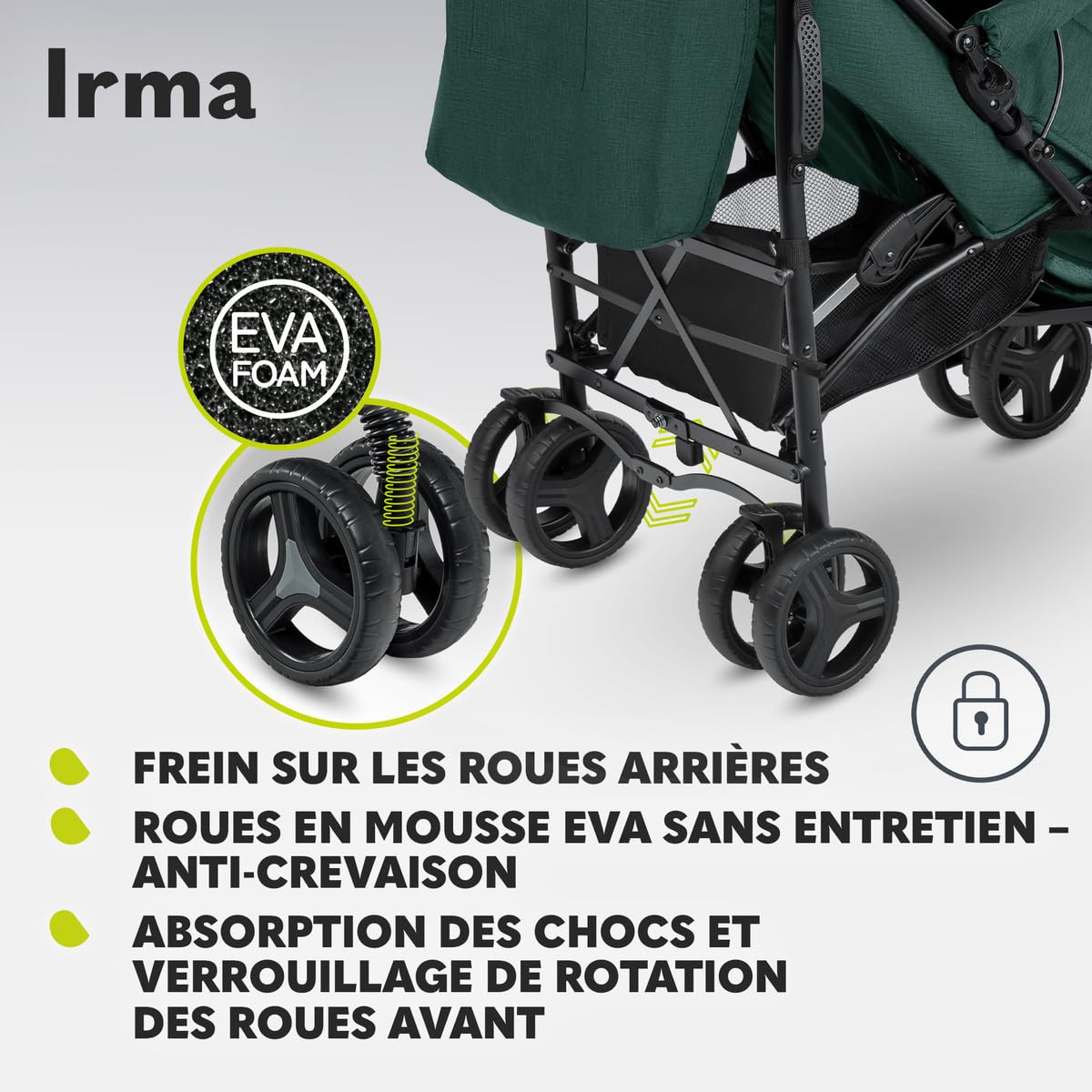 LIONELO Irma poussette canne à 15 kg (0 à 36 mois), légère et compacte, réglage du dossier jusqu’à la position couchée, grand panier système de pliage rapide, moustiquaire, chauffe-pieds