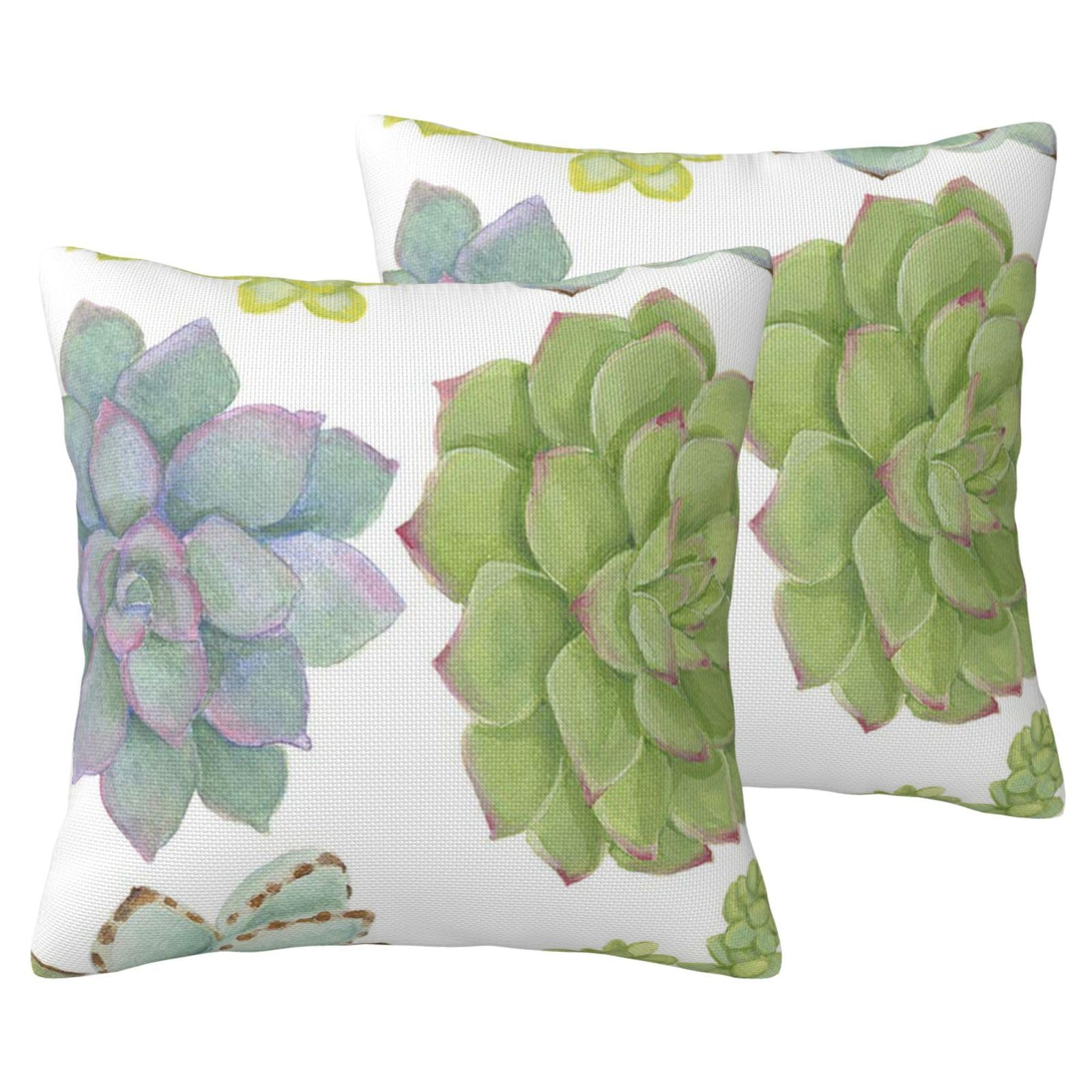 Housses de coussin cactus imitation lin faciles a laver pour deco salon