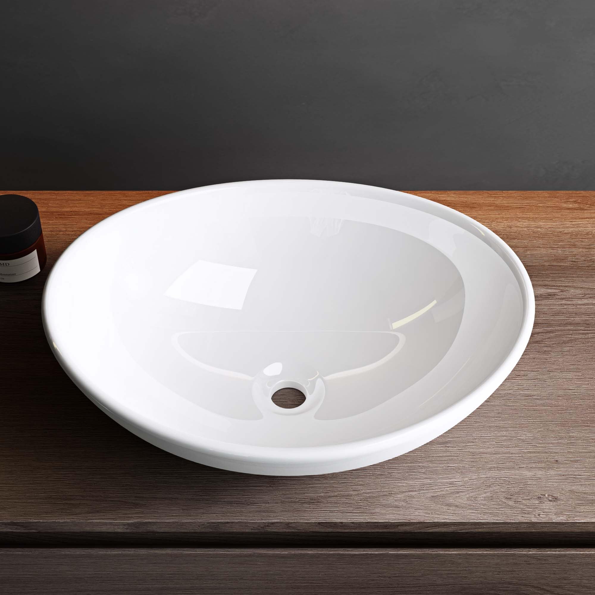 Mai & Mai Lavabo da Appoggio 42x34x14,5cm, Lavandino Bagno da Appoggio Ovale Brüssel205 in Ceramica Nano Rivestimenti Inclusi Bianco Lucido