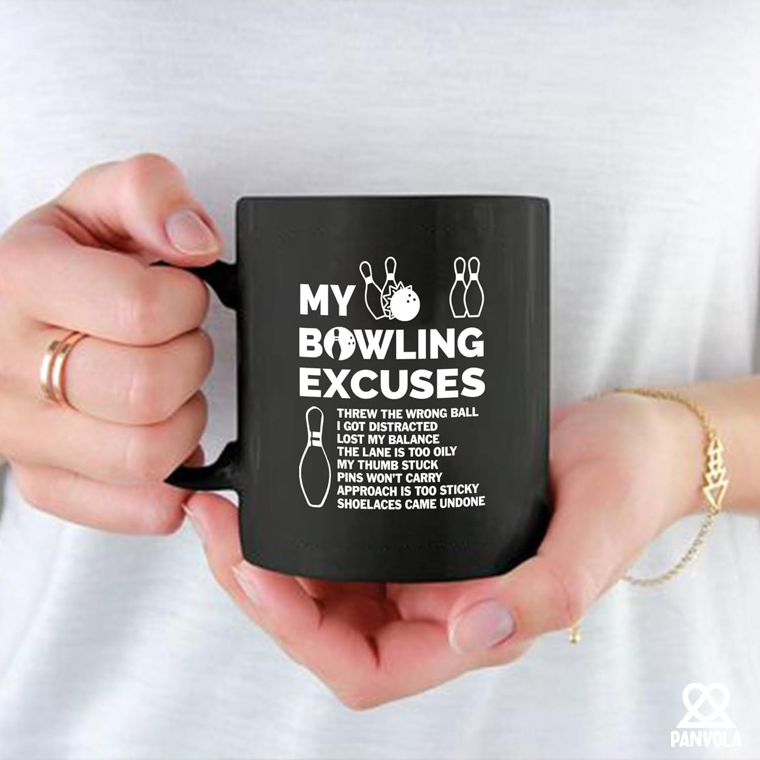My Bowling Excuses Bowling Gifts for Men Women Coach Bowling Balls and Pins Funny Sports Player Dad Boyfriend From Wife Girlfriend Ceramic Mug 11 oz White (Black, 11 oz) - Image 5