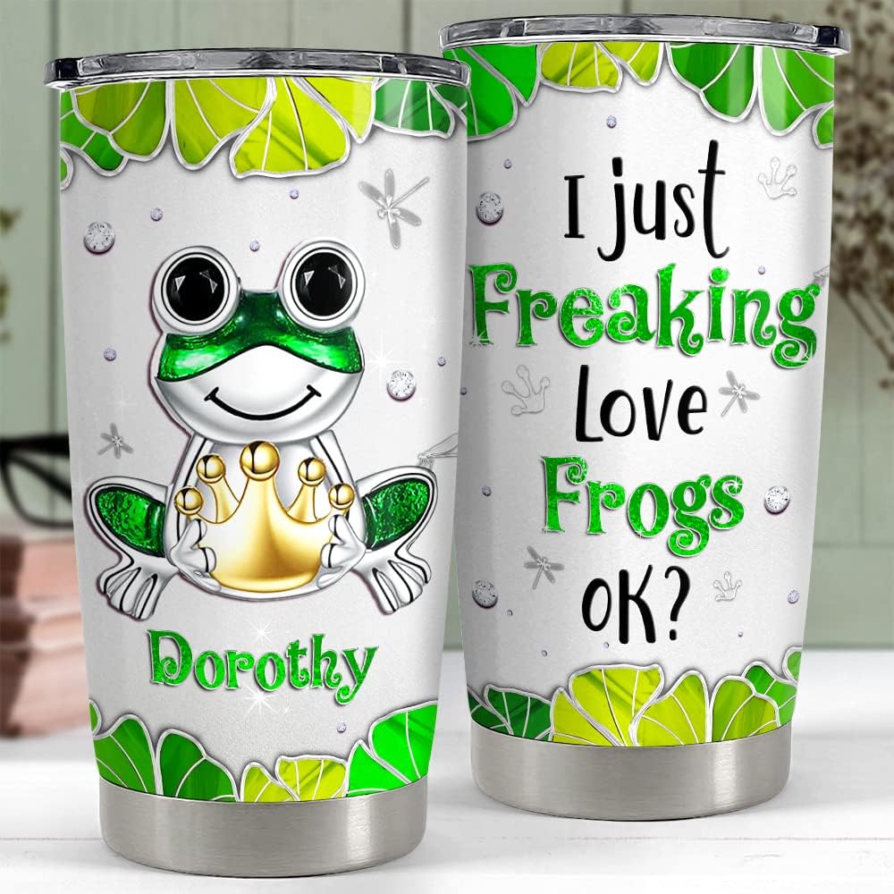 SANDJEST Personalized Frog Tumbler Cute Drinking Cup Jewelry Style 20oz 30oz Tumblers with Lid Gift for Women Girl Daughter Sister Animal Lovers Christmas Birthday - Image 2