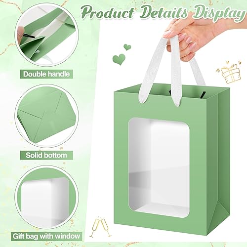 Miniatura 9 de Zhanmai 36 bolsas de regalo con ventana transparente, bolsas de papel transparente con pañuelos de 10 x 7 x 5 pulgadas, bolsas de papel kraft con