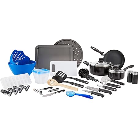 Amazon Com Gibson Home Back To Basics Nonstick Aluminum Cookware Set 59 Piece Black Cookware Sets Home Kitchen