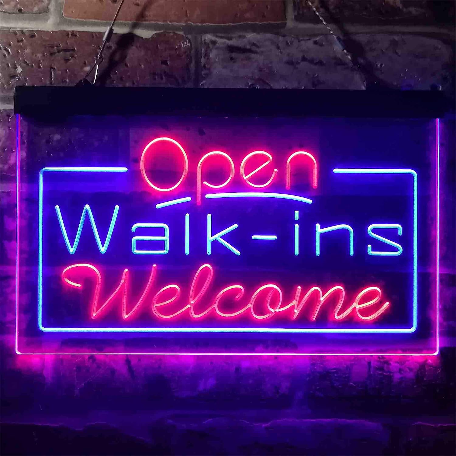 ADVPRO Open Walk-ins Welcome Dual Color LED Neon Sign Blue & Red 16 x 12 Inches st6s43-i3929-br