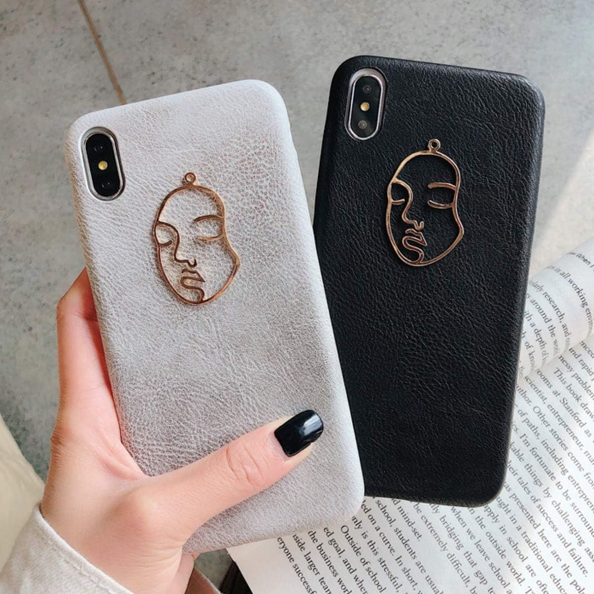 Amazon Onlyou フェイスモチーフシンプルケース 個性的 シンプル 合皮 ゴールド 顔 モチーフ ケース 可愛い おしゃれ Iphoneケース Iphone7 Iphone8 Iphonese2 Iphonex Iphonexs Iphonexr スマホケース 携帯ケース Iphonex Iphonexs グレー 家電 カメラ