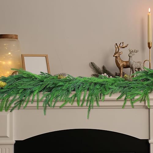 Miniatura 5 de Jutom Guirnalda de pino Norfolk de 6 pies, guirnalda de pino artificial con conos de pino, guirnalda de pino Norfolk, guirnalda de Navidad,