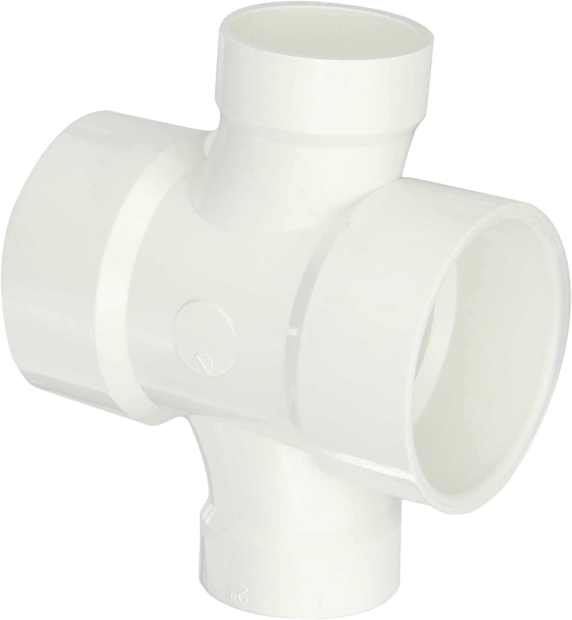 Spears P429 Series PVC DWV Pipe Fitting, Reducing Double Sanitary Tee, 3" x 3" x 2" x 2" Hub