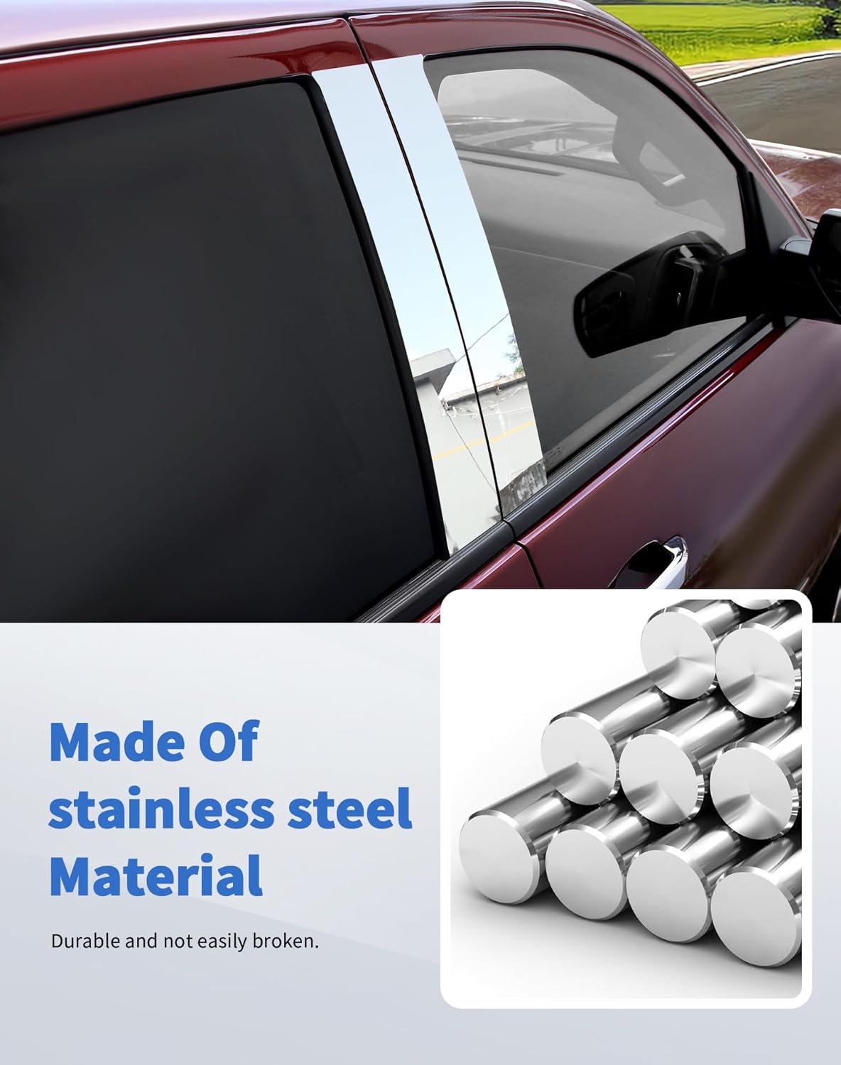 4pcs Stainless Steel Pillar Post Trim for Fit for 2014-2018 Chevy Silverado GMC Sierra Window Door Trim Cover Kit,Chrome