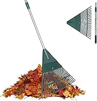 ORIENTOOLS Adjustable Garden Leaf Rake - Lightweight Steel Poly Yard Rake, 22 Tines, 42-60 Inch Extendable Handle