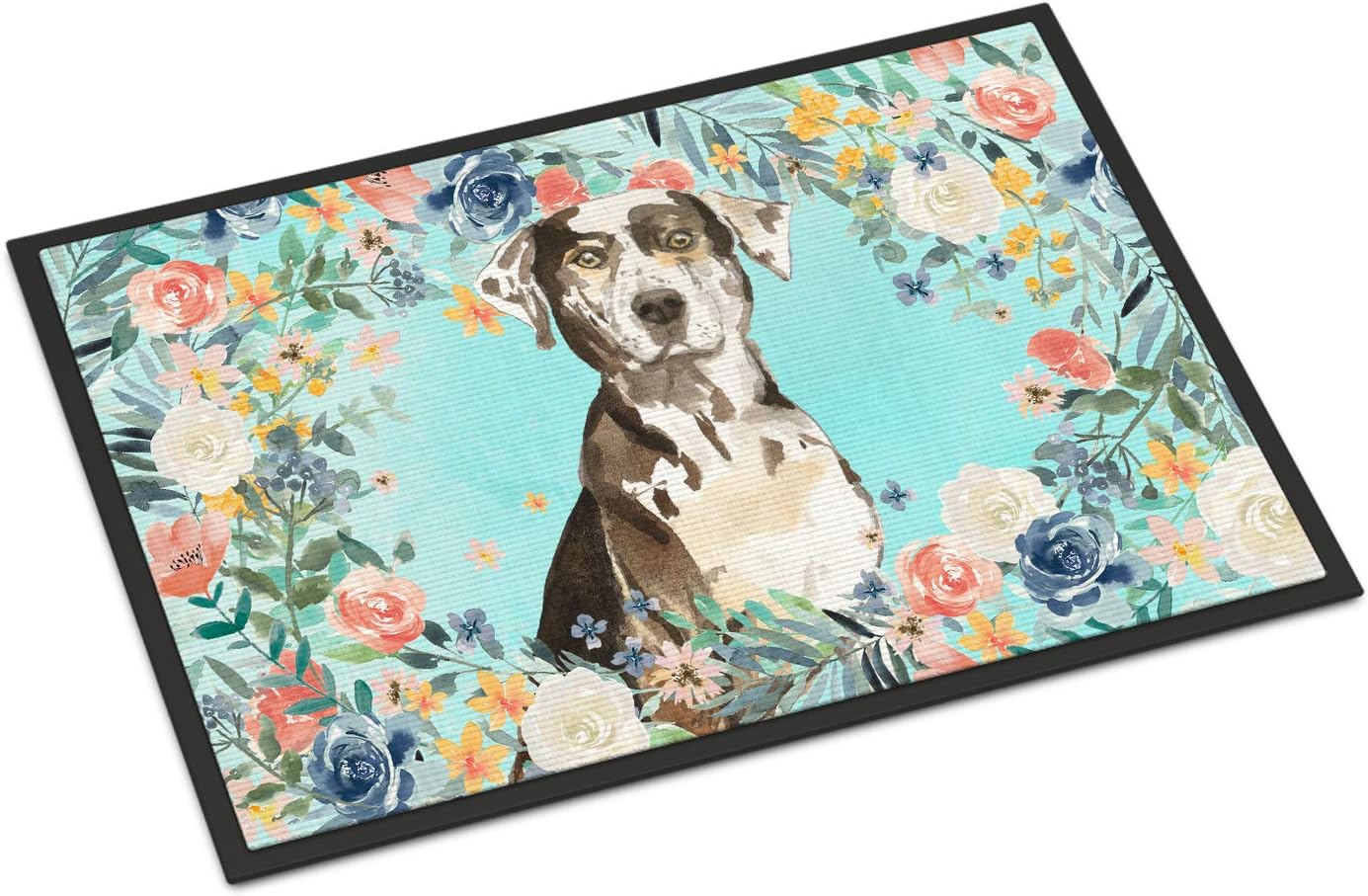 Caroline's Treasures CK3429MAT Catahoula Leopard Dog Doormat 18x27 Front Door Mat Indoor Outdoor Rugs for Entryway, Non Slip Washable Low Pile, 18H X 27W