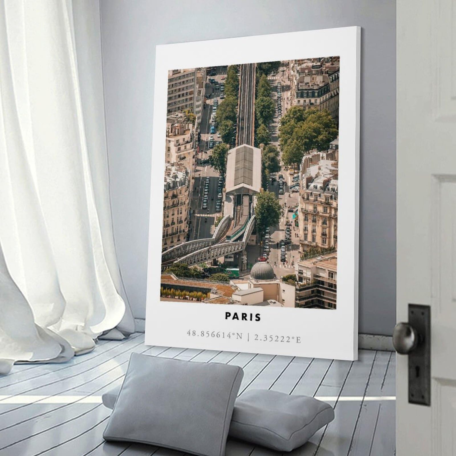 Junmoney Paris Aerial View Home Decor Wall Art 20x30inch(50x75cm), for Restful Interiors, Bedrooms Or Small Rooms, A Warm Accent for Relaxed Interiors