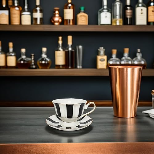 Miniatura 6 de UPKOCH Juego de 1 elegante juego de café a cuadros, taza de cerámica en blanco y negro, vajilla de porcelana de estilo europeo para café, té,