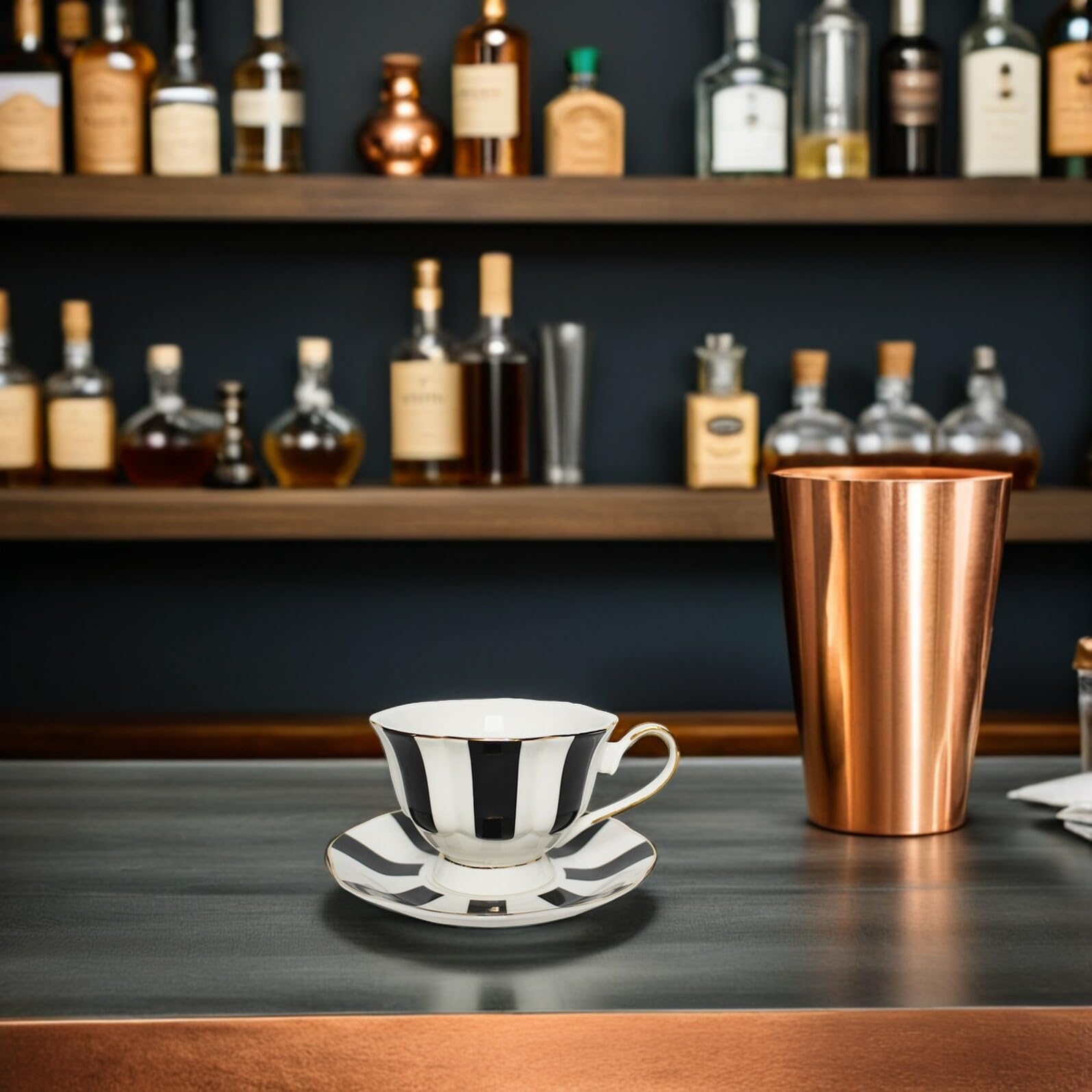Hemoton Kaffeetasse und Untertasse Set Royal Style Elegant Feine Porzellan Tasse Espressotasse für Spezialität Kaffee Getränke Latte Cafe Mokka Tee Schwarz