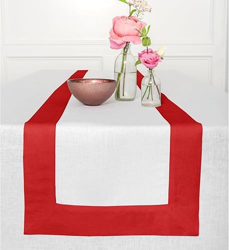 Solino Home Camino de mesa de lino Rojo y blanco, 14 x 36 pulgadas Camino de mesa auxiliar de lino 100% puro para cocina, comedor, sala, cĂłmoda, Solino Home Camino de mesa de lino Rojo y blanco, 14 x 36 pulgadas Camino de mesa auxiliar de lino 100% puro para cocina, comedor, sala, cĂłmoda,