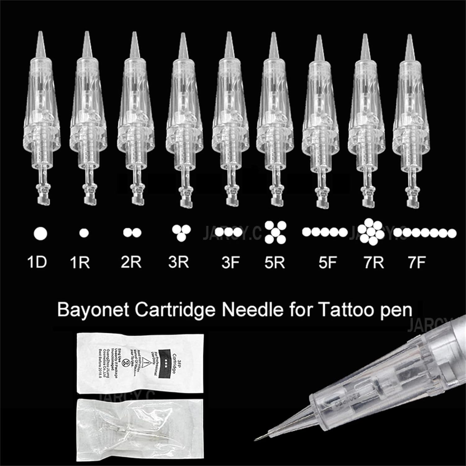 50pcs Tattoo Nadeln Permanent Make-up Patrone Nadeln Tattoo Gun 1rl / 3rl / 5rl Für Digitale Augenbrauen/Lippen/Eyeliner Maschine, 5f