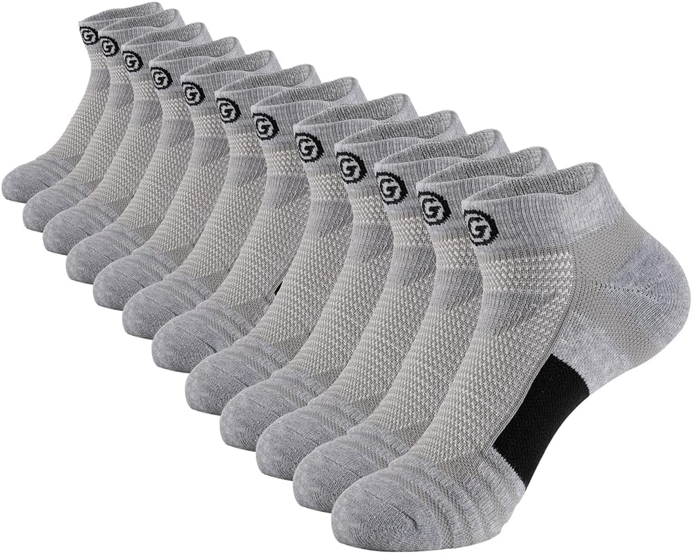 6/12 Pack Socks for Men, Men's Ankle Socks Low Cut Socks for Sport Running, Moisture Wicking Cushioned Mens Socks