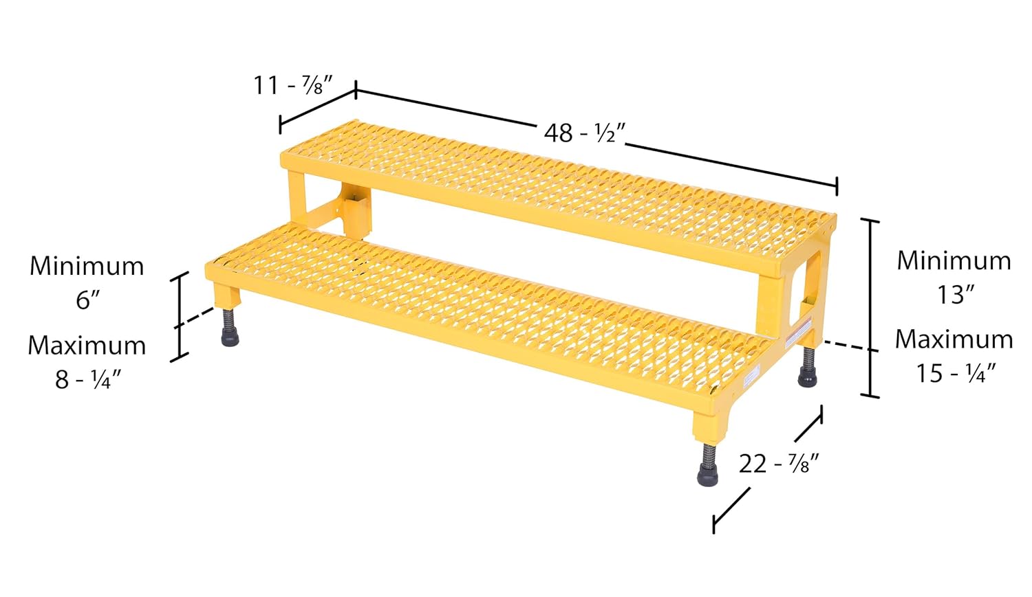 Vestil ASP-48 Steel Adjustable Step Mate Stand 2 Step 22-7/8 In. x 48-1/2 In. x 15-1/4 In. 500 Lb. Capacity Yellow
