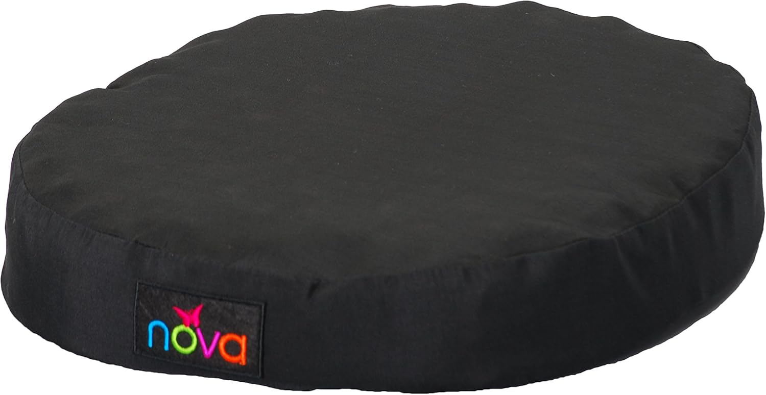 NOVA Medical Products Donut Pillow Seat Cushion with Convoluted â€œEgg Crateâ€ Foam, Travel Ring Cushion, Removable & Washable Black Cover