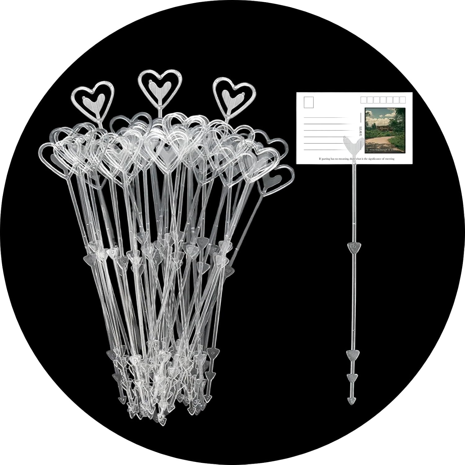 80PCS Flower Card Holder Stick 8.94in, Clear Plastic Floral Pick