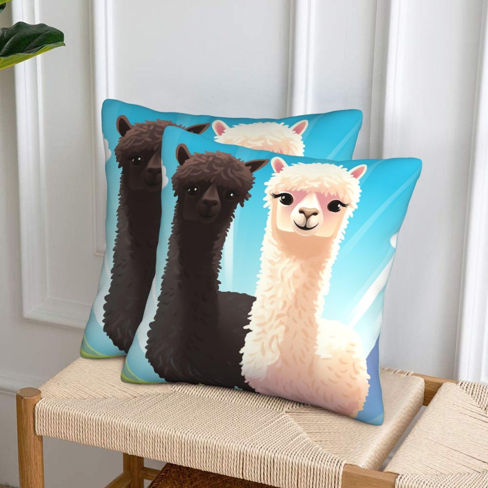 NONHAI Decorative Throw Pillow Covers Set of 2, 18"x18" Square Cushion Case Soft Comfy Alpaca Throw Pillows for Couch Cushion Livingroom Farmhouse Home Decor Pillowcases
