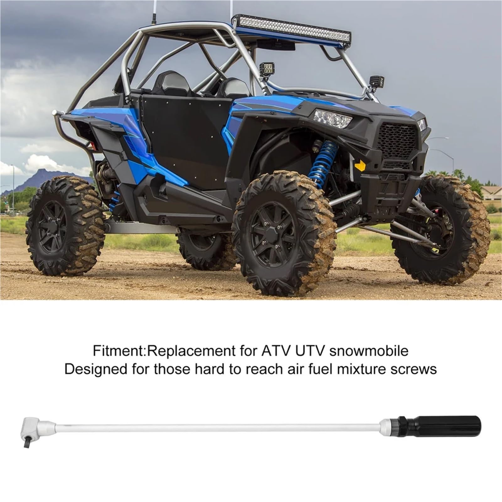Kit de carburador Filtro de Gasolina Herramienta Manual para Ajustar el Tornillo piloto del carburador Motocicleta 18,9 Pulgadas con Ajuste Cabezal en ángulo de 90 Grados para ATV UTV