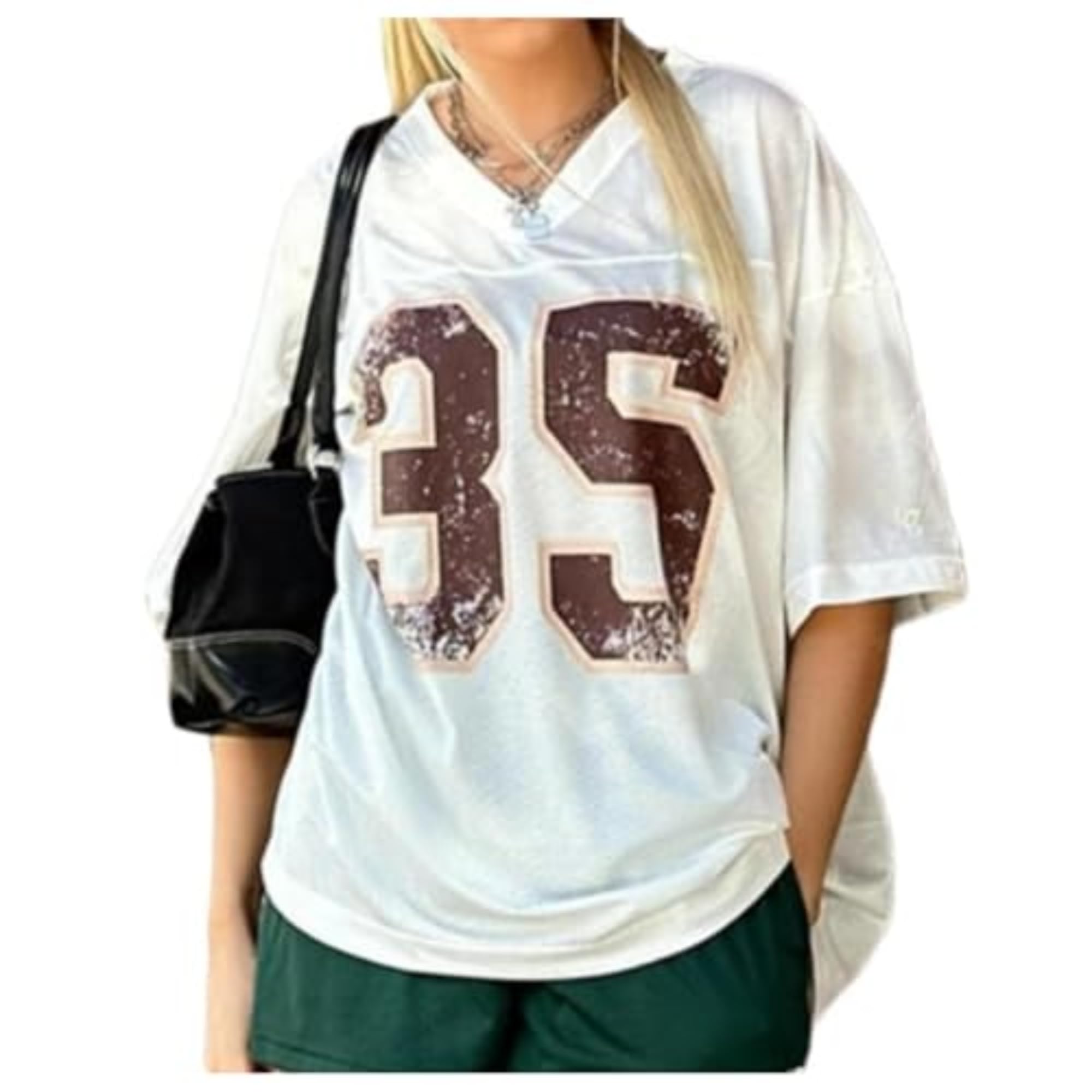 VhitlerOversized Jersey Women Summer Tops 2024 Grunge Graphic Tees Y2k Streetwear Short Sleeve Shirts