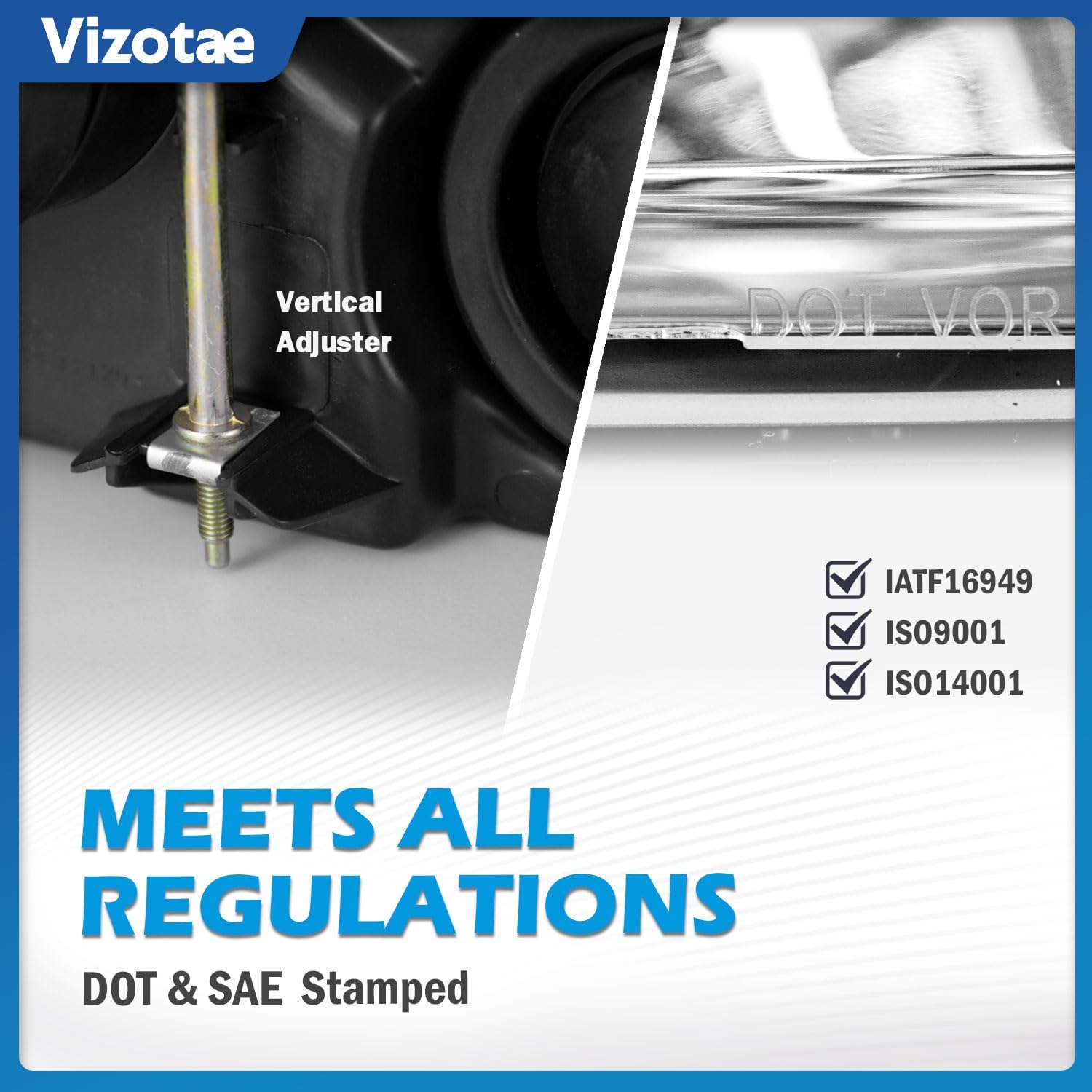 Headlights Assembly for 1992-1996 Ford E-150 Econoline Halogen Headlamp Replacement, High/Low Beam W/Bulbs, Driver&Passenger Side