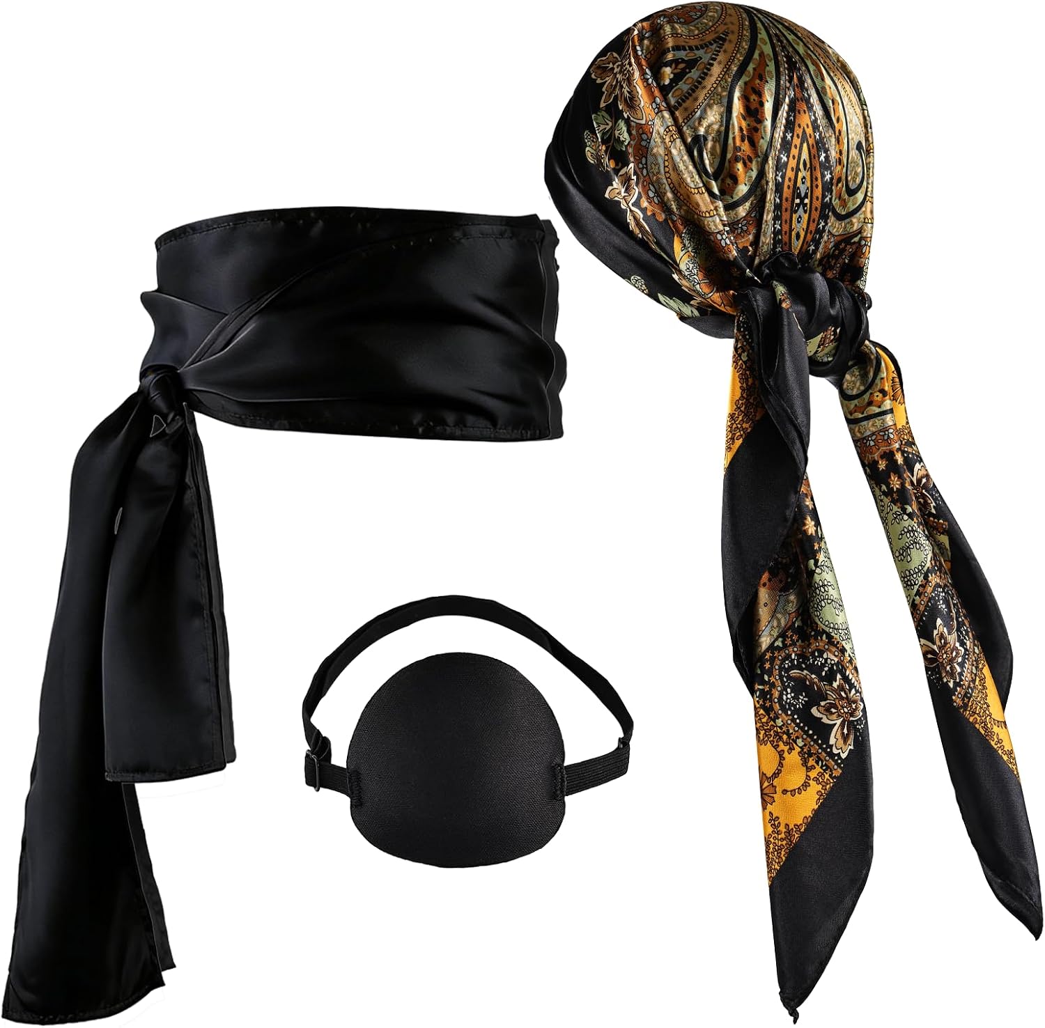 Pirate Costume Accessories Women Men with Head Scarf Medieval Corset Eye Patch Necklace Sash Belt for Cosplay