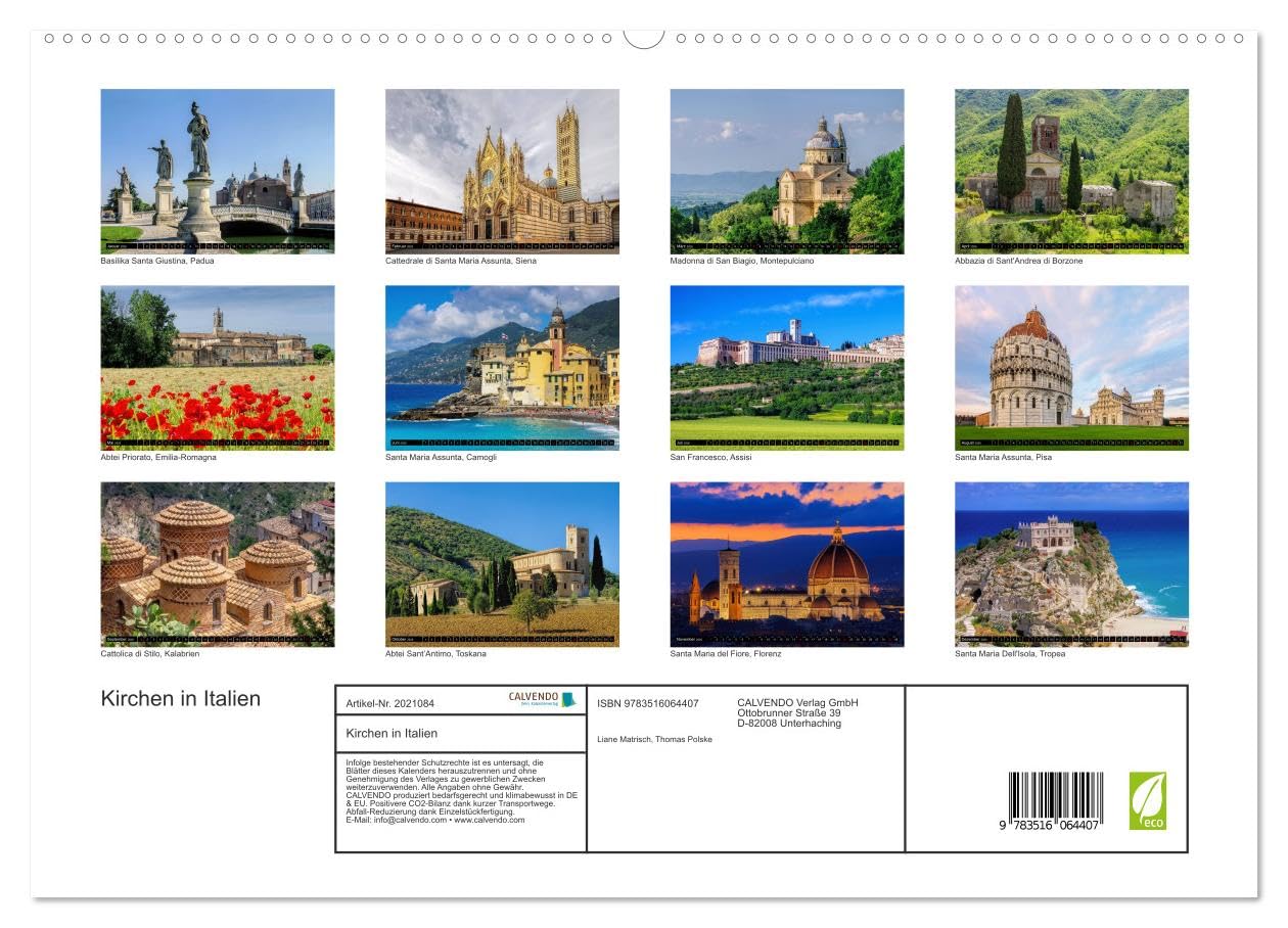 Kirchen in Italien (hochwertiger Premium Wandkalender 2026 DIN A2 quer), Kunstdruck in Hochglanz: Einige der schönsten Kirchen Italiens (CALVENDO Orte)