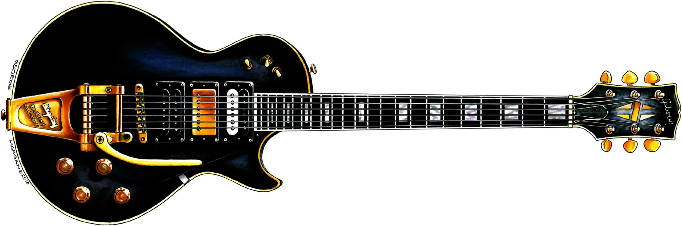 Jimmy Page's 1960 Gibson Les Paul Custom Black Beauty Greeting Card, DL size