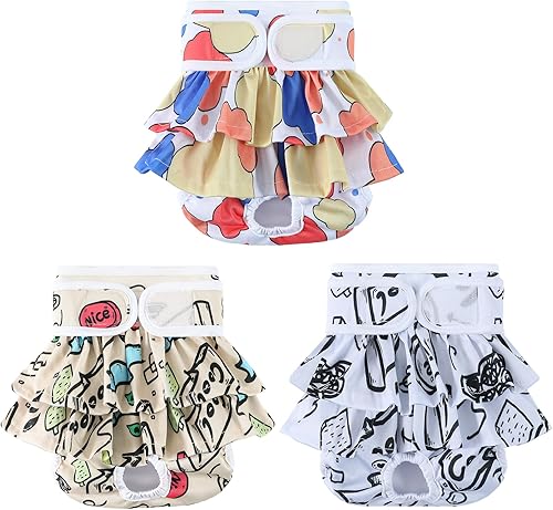 Pañales reutilizables para perras, paquete de 3 pañales lavables altamente absorbentes, pañales flexibles para perritos, a prueba de fugas, pañales