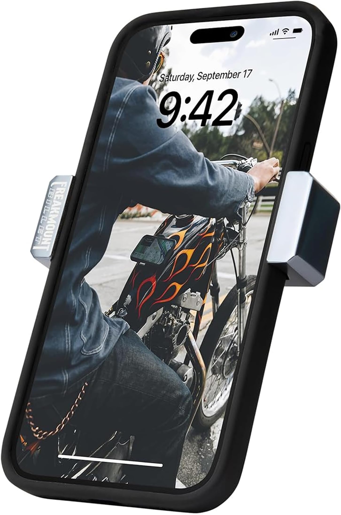 Magnetic Motorcycle Phone Mount - Compatible with Harley Davidson - Premium Billet Aluminum Holder for Gas Tank, High-Speed Magnet Accessories - Fits Most Phones, Steel Blue