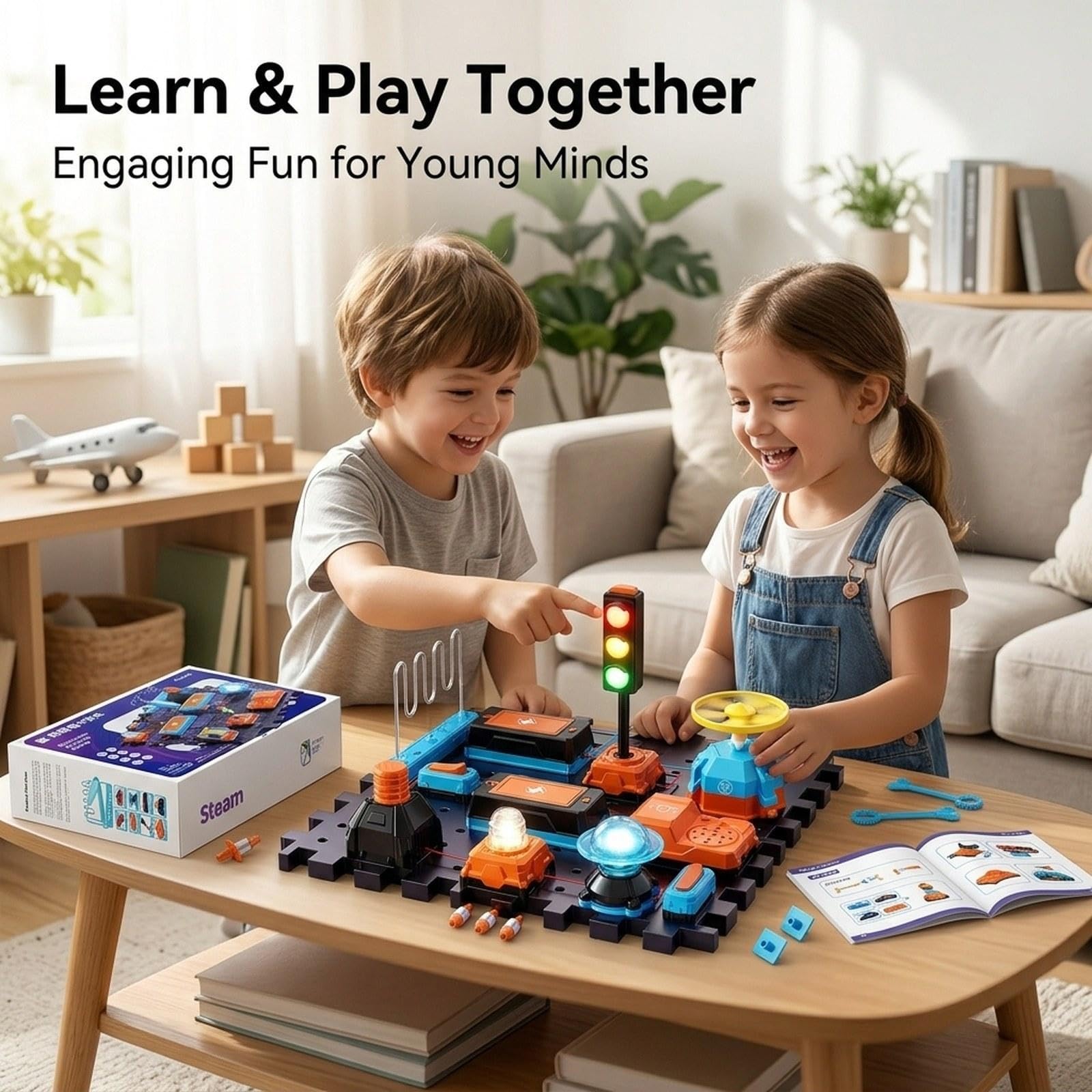 Oshhni Kit de Electrónicos Juego Educativo Científico Infantil Set de Proyectos Eléctricos Tablero de Montaje Fácil y Material PP, B