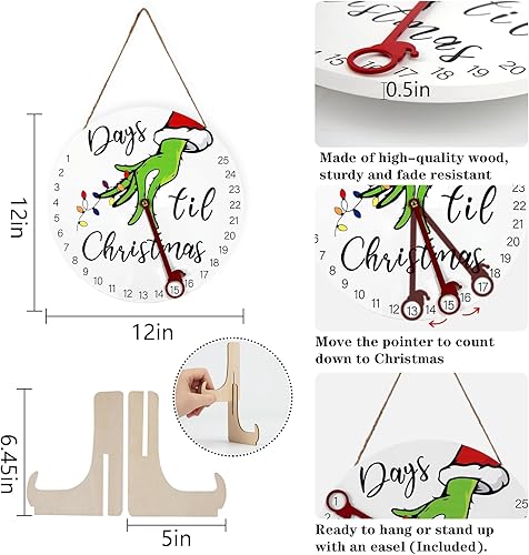 Miniatura 4 de DAZONGE Decoraciones de corona de Navidad  Calendario de Adviento de cuenta regresiva de Navidad 2023 para todas las edades  Letrero de bienvenida