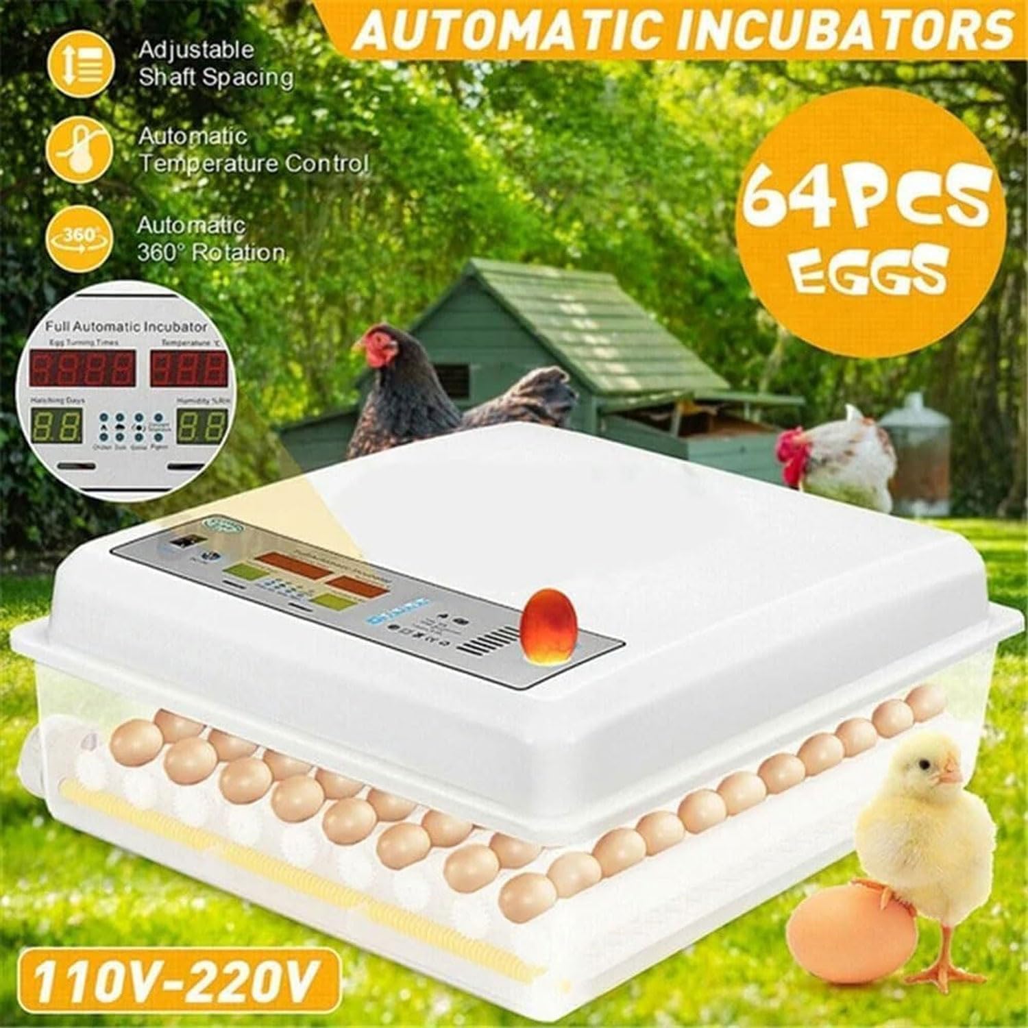 Incubadora digital de huevos con giro automático y pantalla LED para incubar aves de corral