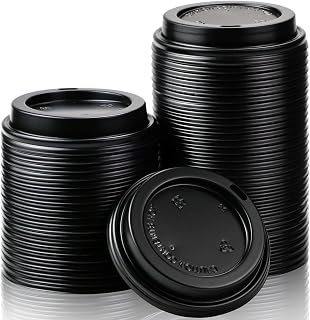 200 Pack Black Disposable Coffee Cup Lids - Fits 10-22 oz