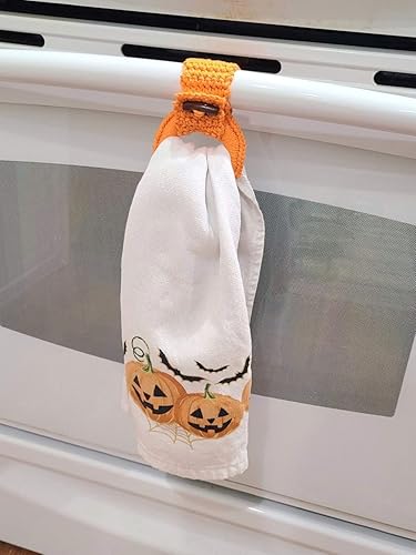 Vista 2 de Hanging Kitchen towels ring - Towel holder for kitchen towels with hanging loop - Kitchen towel hanger unique House Warming Gift (Orange)