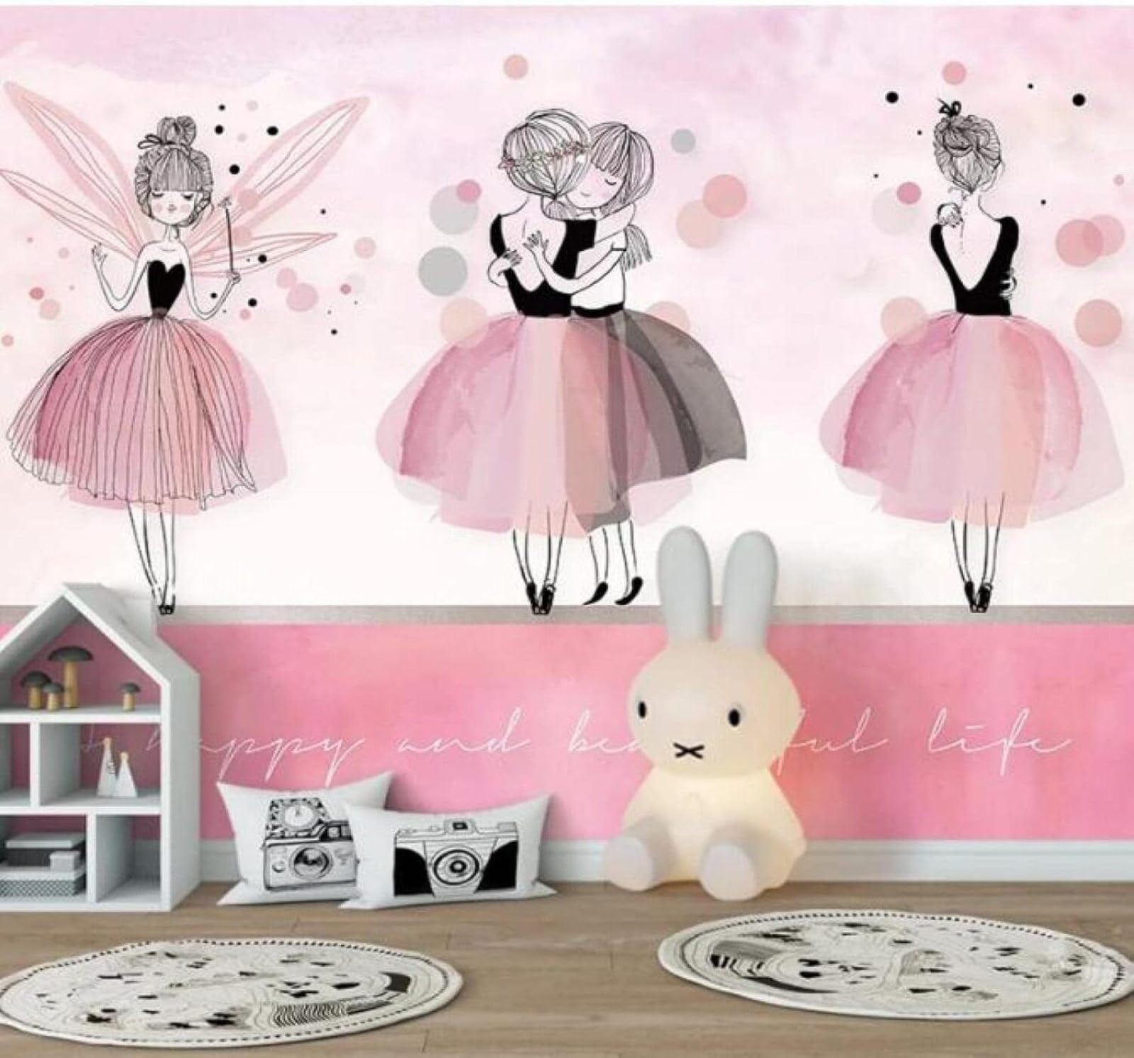 XLMING Hand Drawn Cartoon Pink Girl Ballet 3D Wallpaper Luxury Home Dining Decor Paste Sofa Living Room The Wall for Bedroom Mural-400cm×280cm