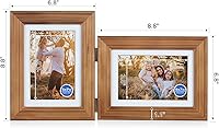 Vista 2 de Marco de Fotos Doble de Madera con Bisagras 5X7 Vertical y Horizontal en Veta de Madera Rústica Estilo Granja, Muestra 4x6 con Paspartú o 5x7 sin