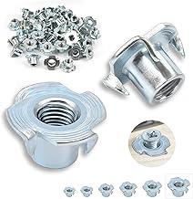 Pack of 20 Drive-In Nuts M12 x 17 mm Galvanised Carbon Steel with 4 Drive-In Tips, for Wood, Planks, Furniture, Craftsmen, Constructions, Screw Kits, DIY