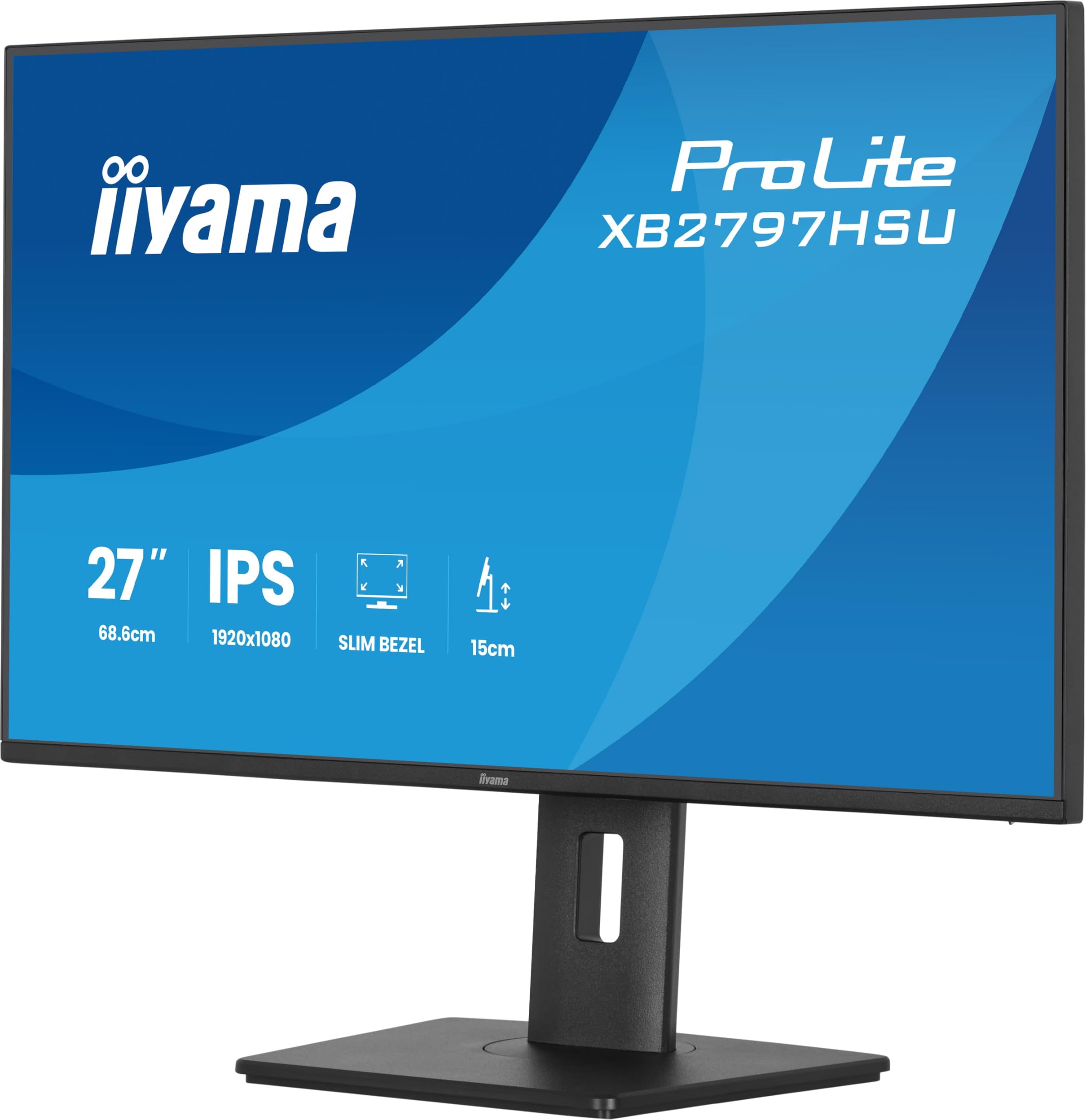 iiyama Prolite XB2797HSU-B1 68,6cm 27" IPS LED-Monitor Full-HD 120Hz HDMI DP USB3.2 USB-C Slim-Line Adaptive Sync Höhenverstellung Pivot Energieeffizienzklasse C schwarz